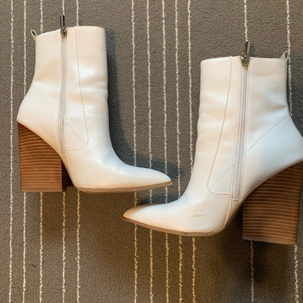 Bleecker & Bond white leather KAILEY boots